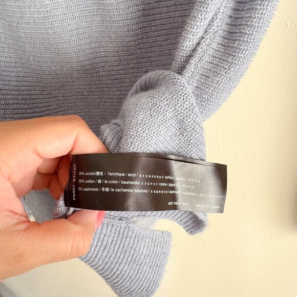 Fancy Stitch Blue Ribbed Cashmere Blend Lightweight Sweater - Medium - Picture 4 of 7